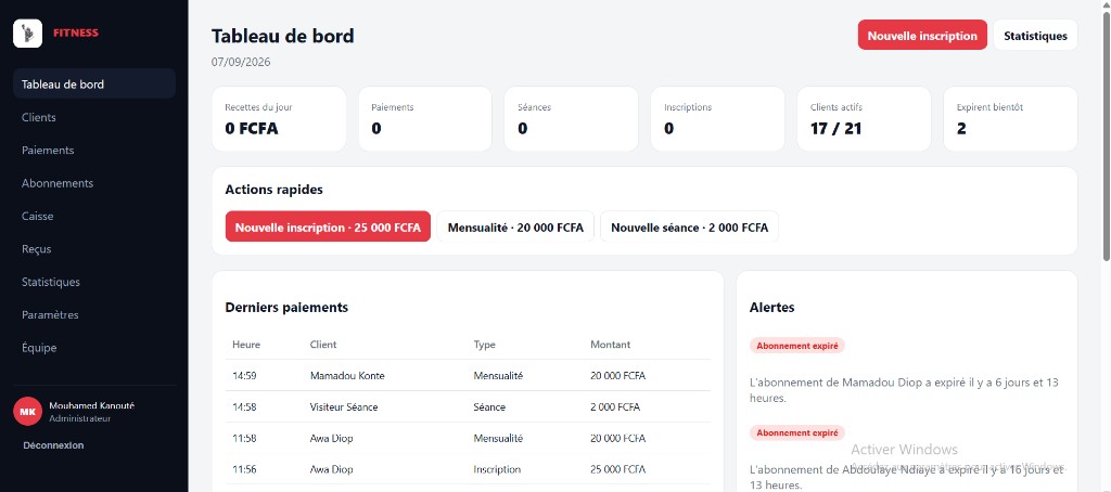 Plateforme SaaS Fitness